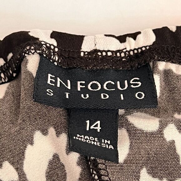 En Focus Studio Dress Womens Size 14 Brown Cream Casual‎ Beaded Sleeveless READ - Picture 12 of 15